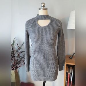 No Boundaries Gray Knit Sweater with Cutout Size XS 1
